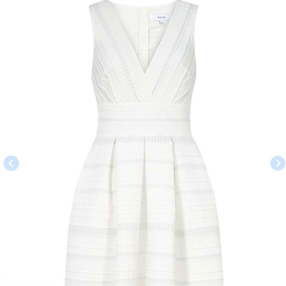 Reiss White Textured Backless Dress